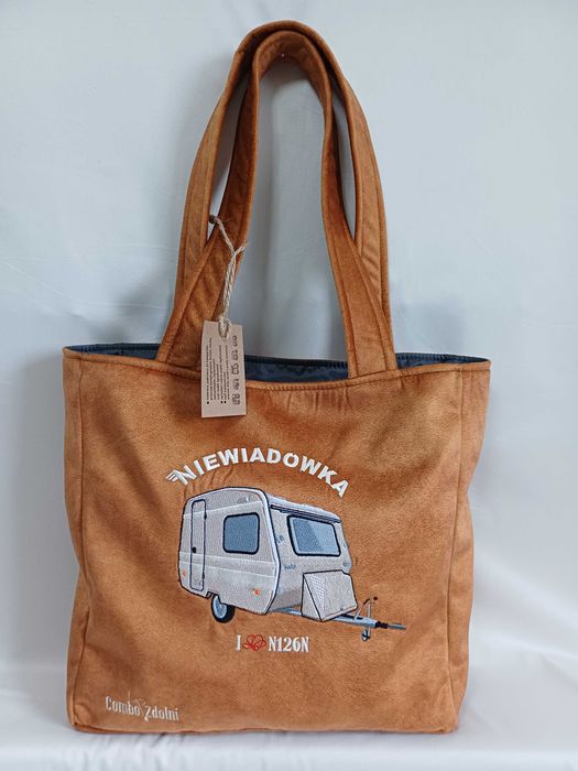 Torba zakupowa, shopper z haftem przyczepy Niewiadów N126