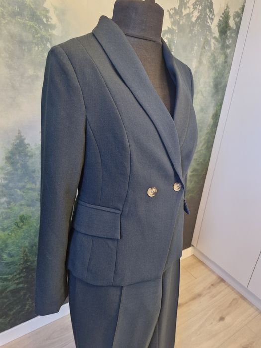 Kostium  marynarka żakiet spodnie zieleń butelkowa M Quiosque