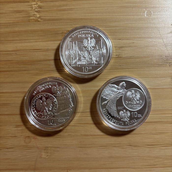 3 monety srebrne 10 zł