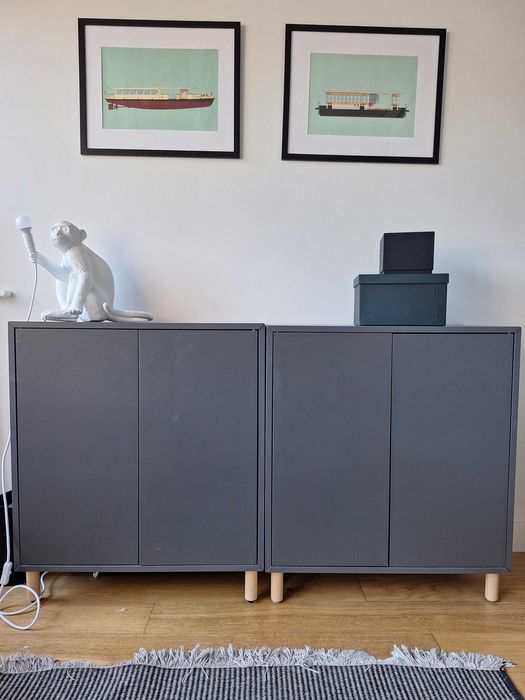 2x Móvel IKEA EKET Cinzento Escuro com Pernas em Madeira - Como Novo