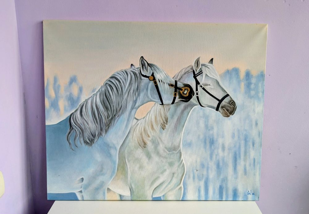 Символ нового року кінь. Інтерʼєрна картина  подарунок на новий рік