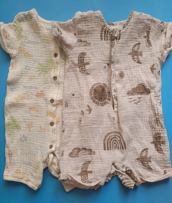 Nowe rampersy muslinowe 2szt. dla chłopca rozm.86