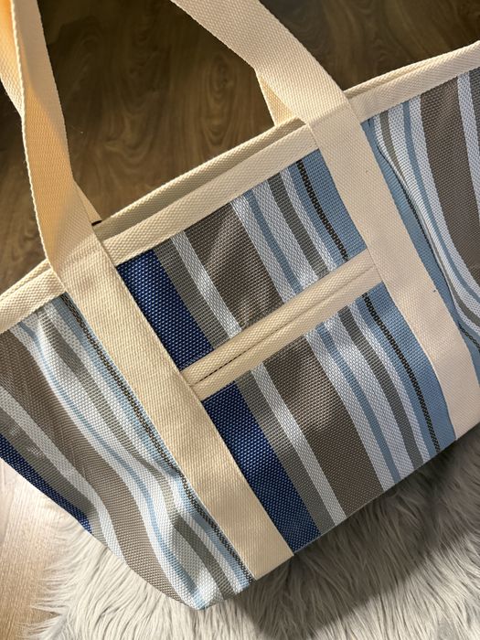 Isabel Marant shopperka niebieskie paski duża torba