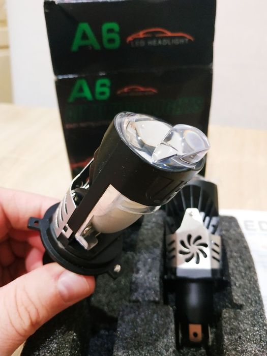 Светодиодные линзы для фар dualvision, две линзы. 1200W, H4 6000K