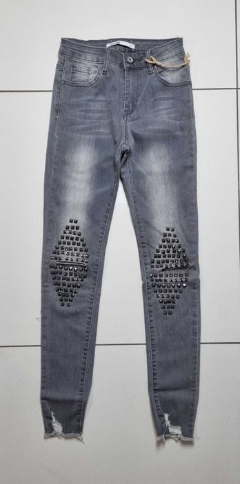Spodnie jeans damskie z dziurami na kolanach S