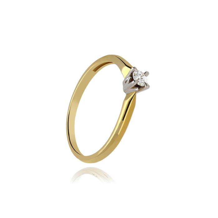 Złoty Pierścionek pr.585 14k brylant 0.10ct RS0120