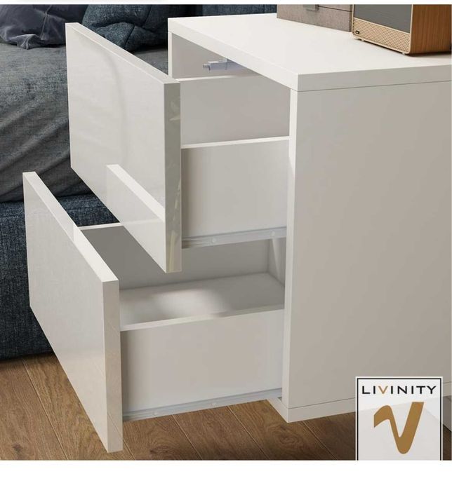Livinity Sofie Szafka nocna stolik 49,6 x 45 cm (biały wysoki połysk)