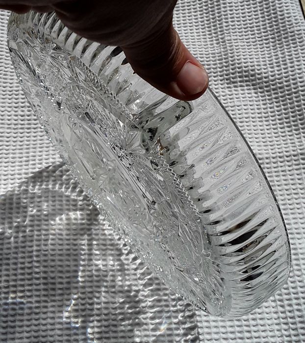 Prato em vidro para aperitivos com 5 divisórias, novo!