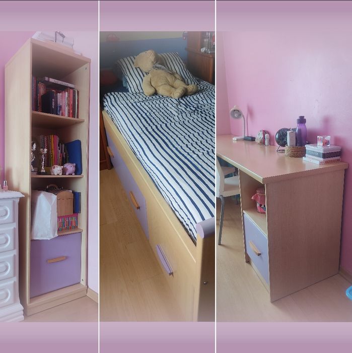 Vendo conjunto cama + secretária + estante