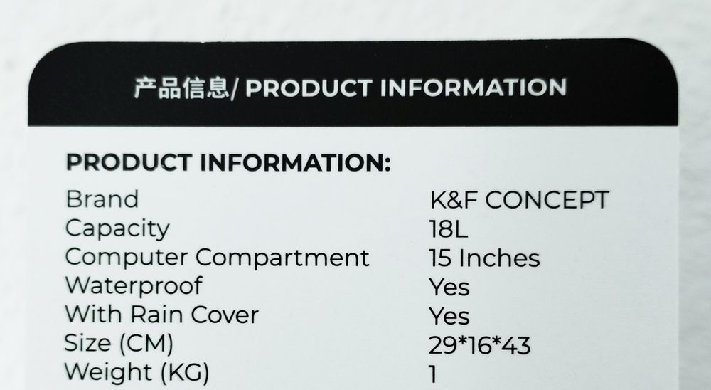 Mochila Fotográfica K&F Concept 18L (nova)