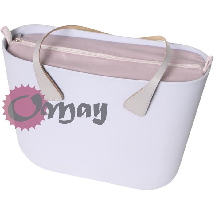 organizer do OBAG MINI welur pudrowy róż siwy elegancki wkład OMAY