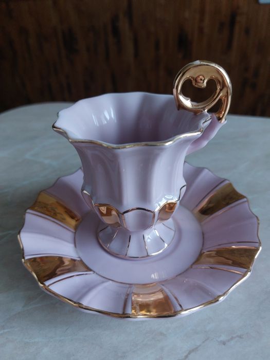 Кавова порцелянова двійка з позолотою