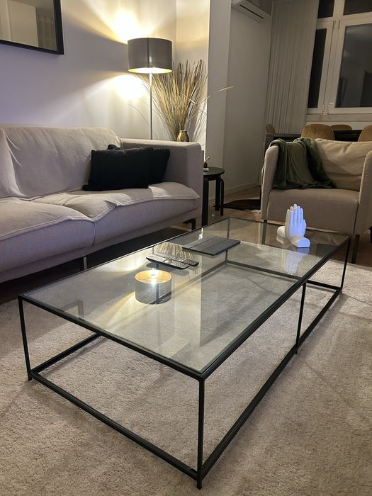 Mesa rectangular de vidro temperado