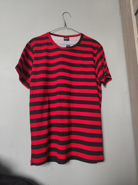 T-shirt czerwono czarne pasy unisex 100% bawełna cotton  alternative