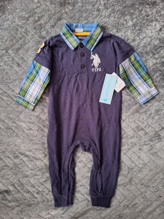 Nowy elegancki pajacyk U.S. Polo Assn. rozm. 6-9m