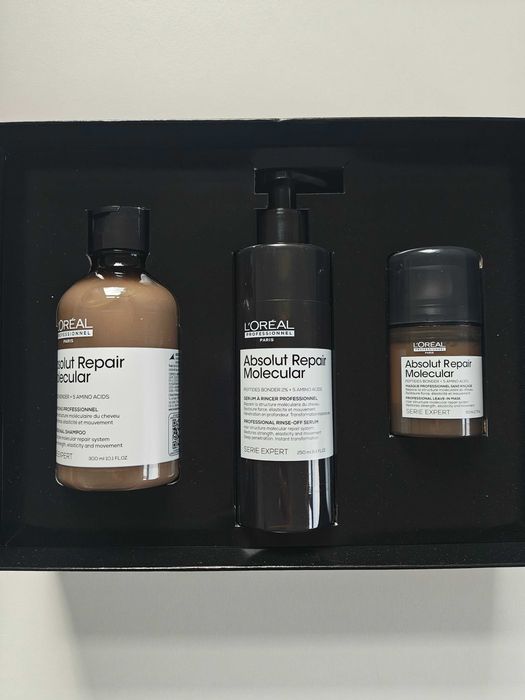 Loreal Absolut Repair Molecular, zestaw, szampon, serum, maska, nowy