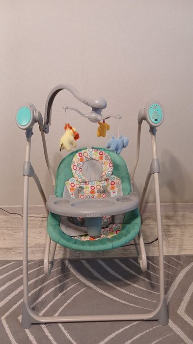 Дитяче крісло шезлонг гойдалка El Camino Sensa Circles Aqua Mint