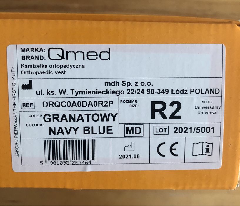 Kamizelka ortopedyczna Qmed rozm 2 i rozm 3