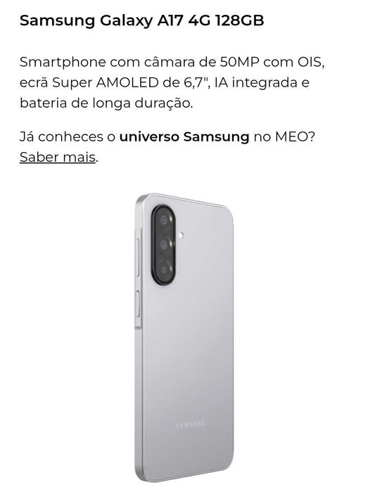 Telemovel sansung a17 4g 128 cor bege novo na caixa um relogio xiaome