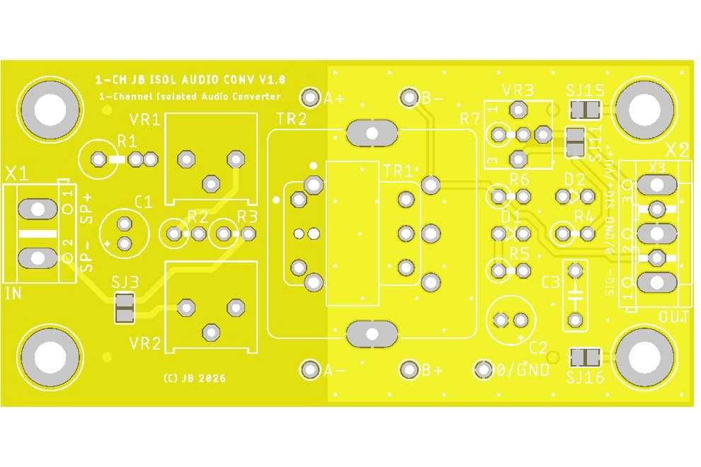 Płytka PCB - moduł 1-kanałowego izolowanego konwertera sygnału głośnikowego