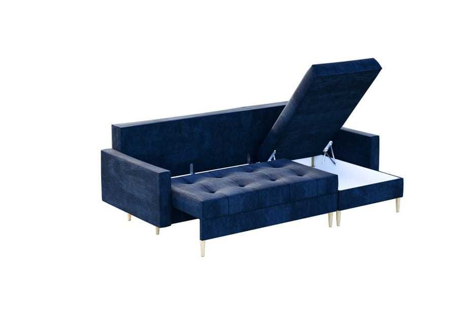 Narożnik skandynawski granatowy 220x140 rozkładany z funkcją spania
