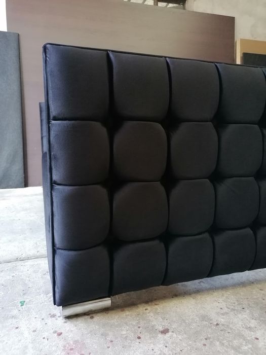 Łóżko tapicerowane pikowane wyższa rama zagłowie welur glamour Velvet