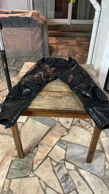 Calças de cabedal Motard Frank Thomas (T-54)