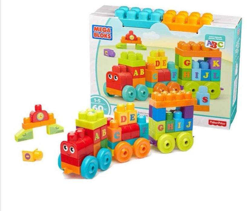 Duże klocki Mega Bloks Fisher Price pociąg