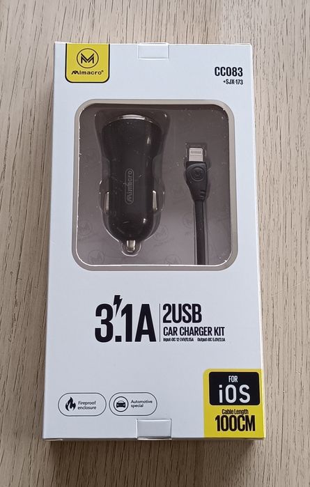 Carregador carro 3.1A 2USB para iOS