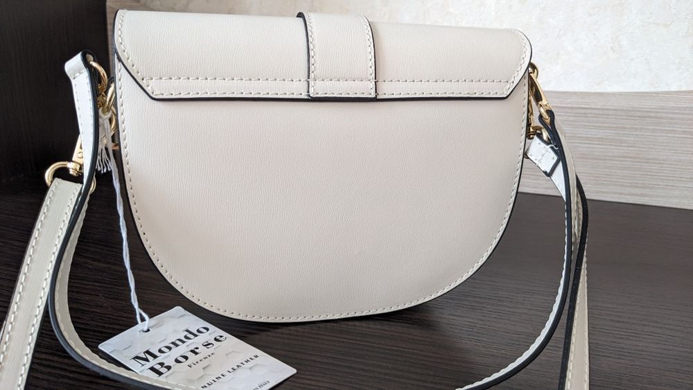 Нова шкіряна сумка, молочна