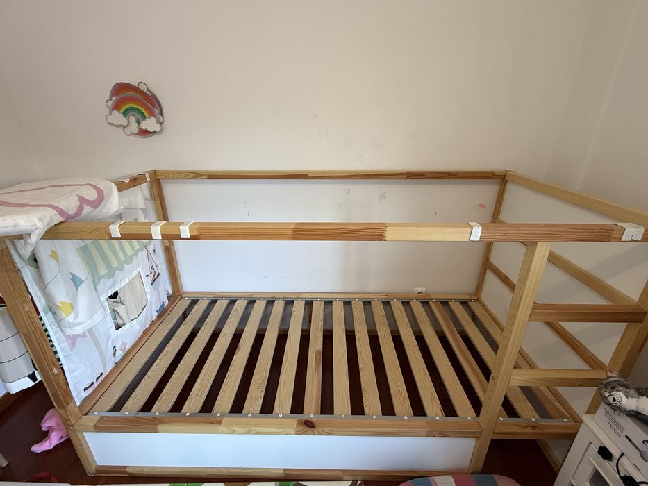 KURA Cama reversível, branco/pinho, 90x200 cm