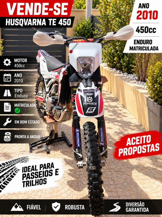 Husqvarna TE 450 2010 Matriculada + Plásticos Novos