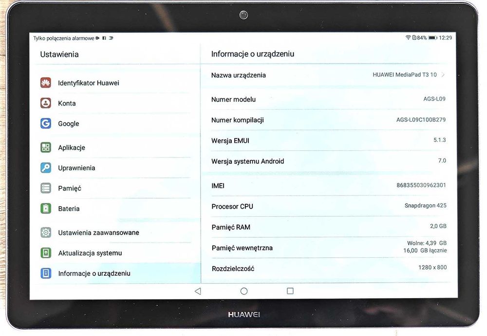 Tablet Huawei MediaPad T3 10 cali