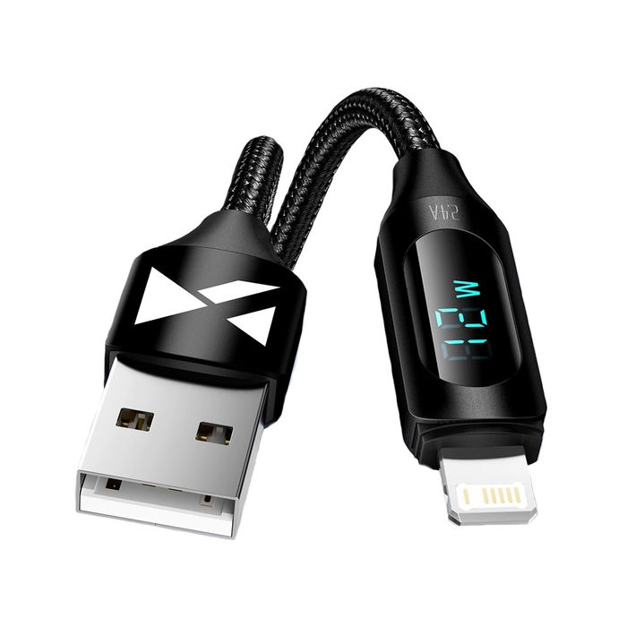 Kabel USB-A - Lightning Wozinsky WUALC2 z … LED 2.4A 2m  - czarny