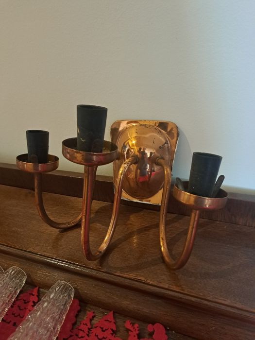 Lampa ścienna kinkiet metal szkło stożek elmed Zabrze prl vintage