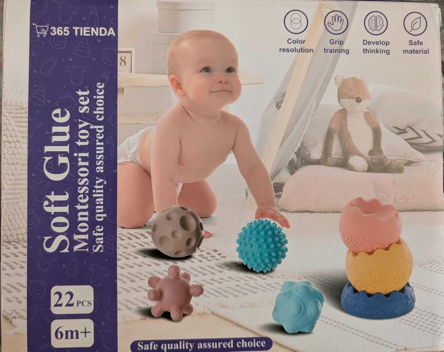 Lote 22 Peças Brinquedos Sensoriais em Silicone p/ Bebé | Estimulação e Sensações