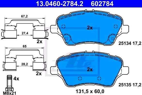 ATE Ceramic 13.0470_2784.2 - Pastilhas de travão para Ford