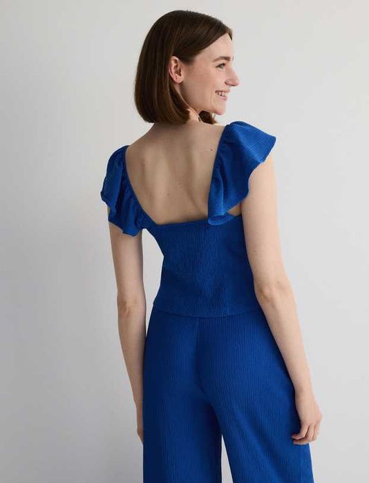 Chabrowa bluzka hiszpanka z wiązaniem Reserved M NOWA