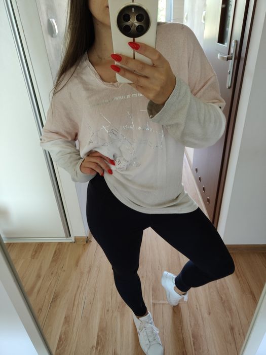 Sweter ombre uniwersalny L XL pudrowy