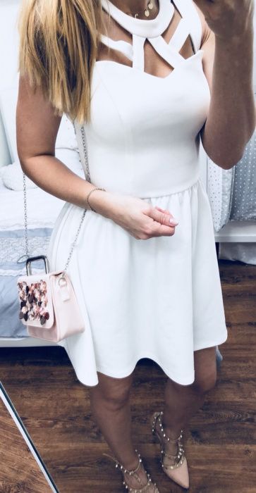 Sukienka ecru S River Island na studniówkę wyjątkowa