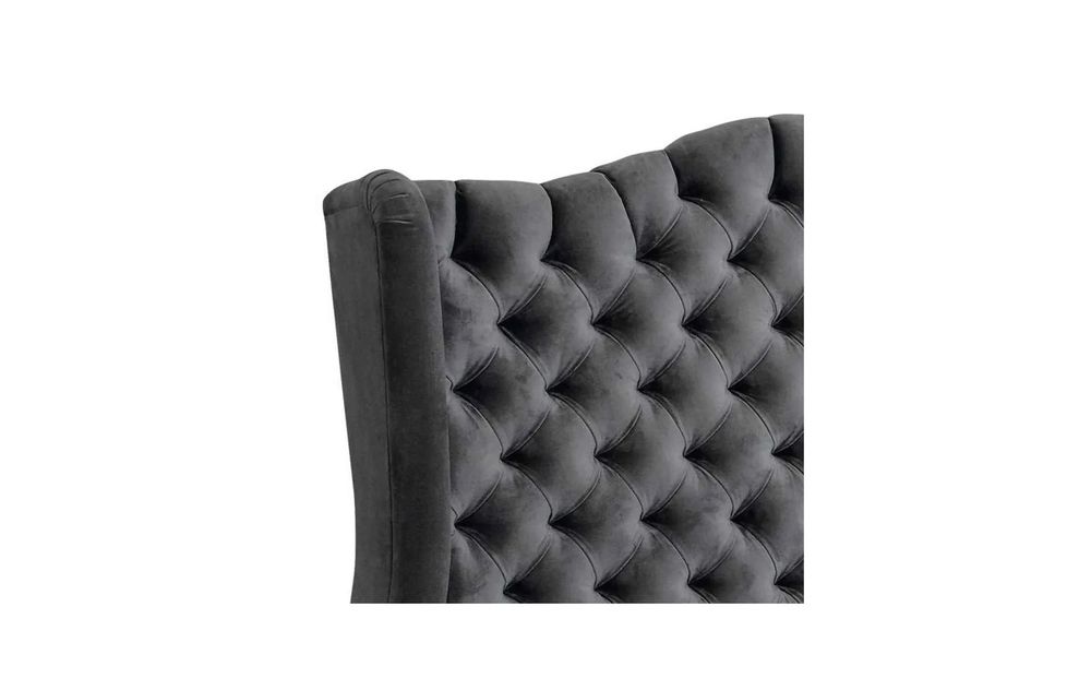 Łóżko Tapicerowane CHESTERFIELD – 160x200 cm w Szarej Ekoskórze