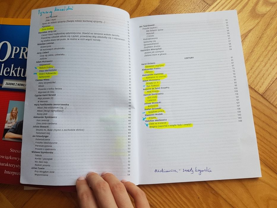 Opracowania lektur i wierszy