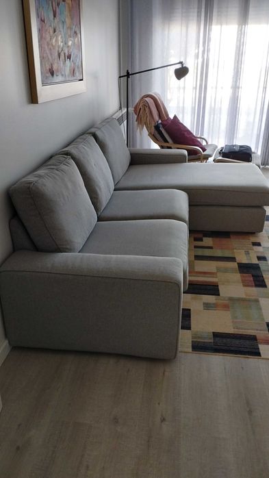 Sofá 3 lugares KIVIK c/chaise longue, Tibbleby bege/cinzento