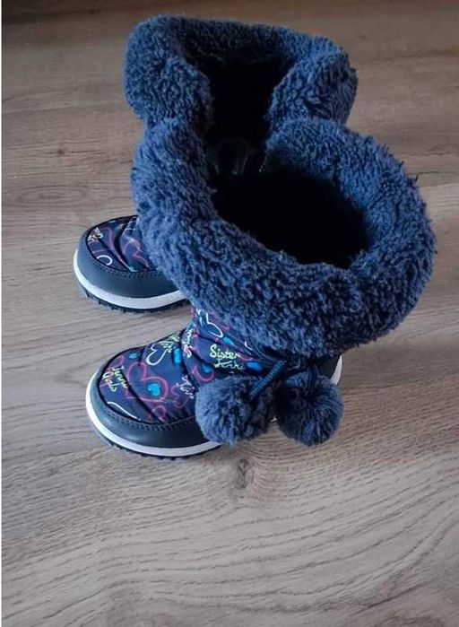 Śniegowce dziecięce dziewczęce z futerkiem na zamek rozmiar 23