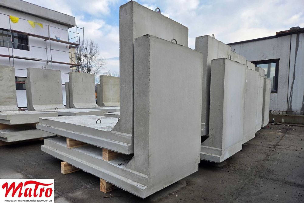 Prefabrykat muru oporowego typu L na zakładkę 250/100/20/150mur mury