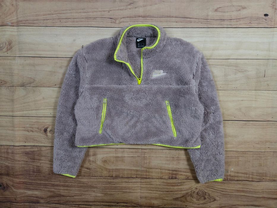 NIKE Bluza Sherpa Miś Crop Top Damska Half Zip r. M