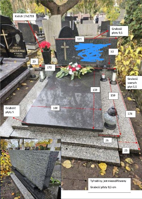 Nagrobek podwójny szeroki granit