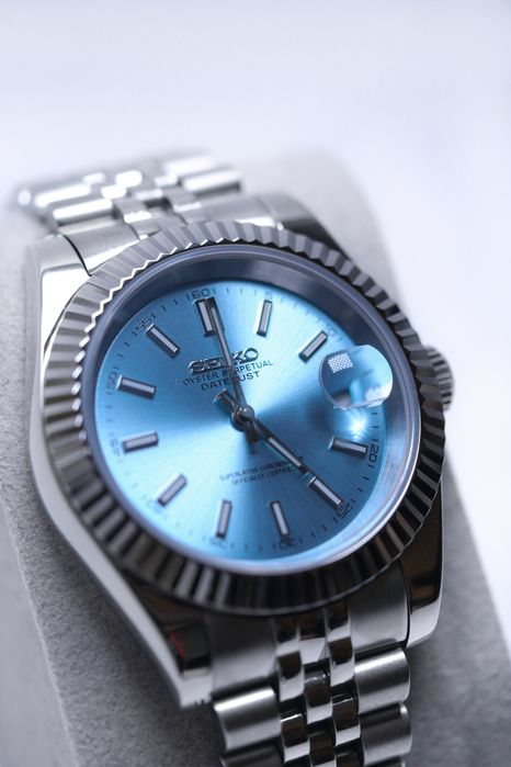Zegarek Custom Mod Datejust Classic Ice Blue Jubilee Seiko Mod