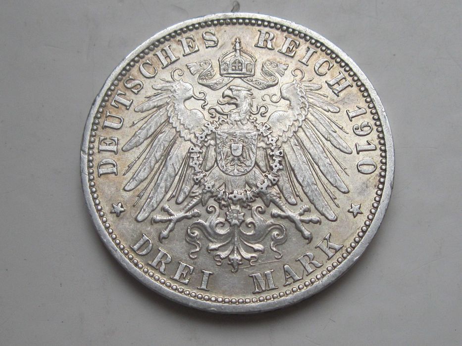 Пруссія, 3 марки 1910 р. Вільгельм II.Срібло.Оригинал.