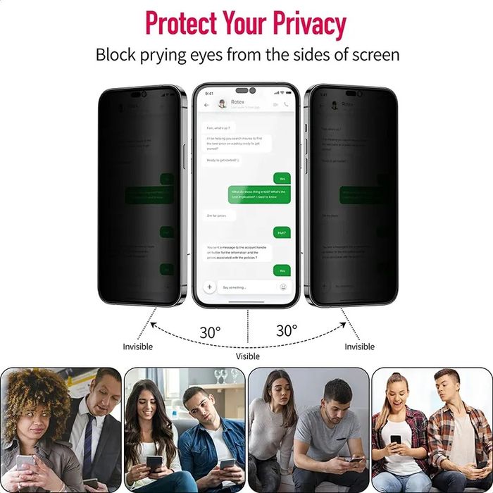 Película Vidro Privacidade iPhone 15 /15 Pró / 15 Pró Max / 16 Pró Max